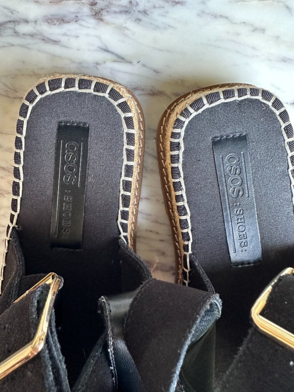 ASOS Hannah Wide Fit Espadrille Platform Sandals Black Ankle Strap Size 7/8 W - Picture 12 of 16